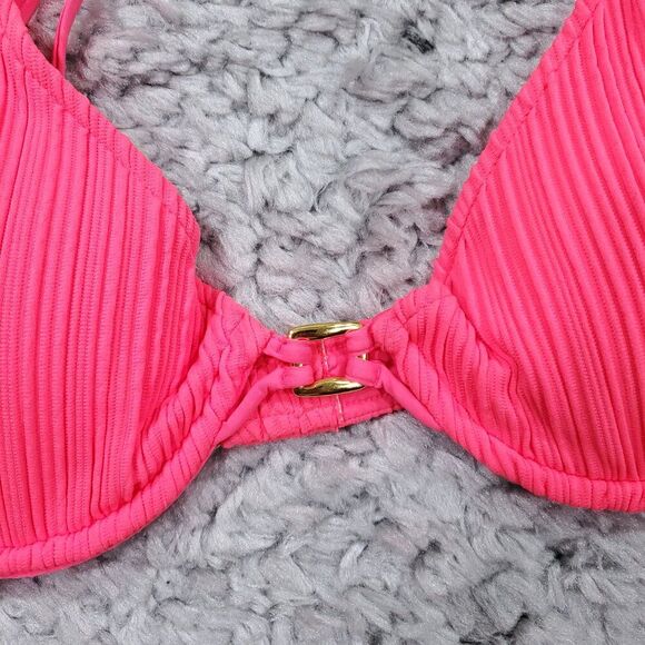 Becca By Rebecca Virtue Moon Ridge Underwire Swim Bikini Top Size Large Pink - Picture 3 of 8